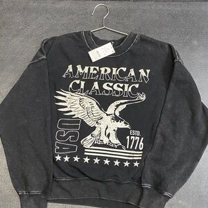 Women’s Crewneck Sweater by Zoe and Liv in Distressed Black